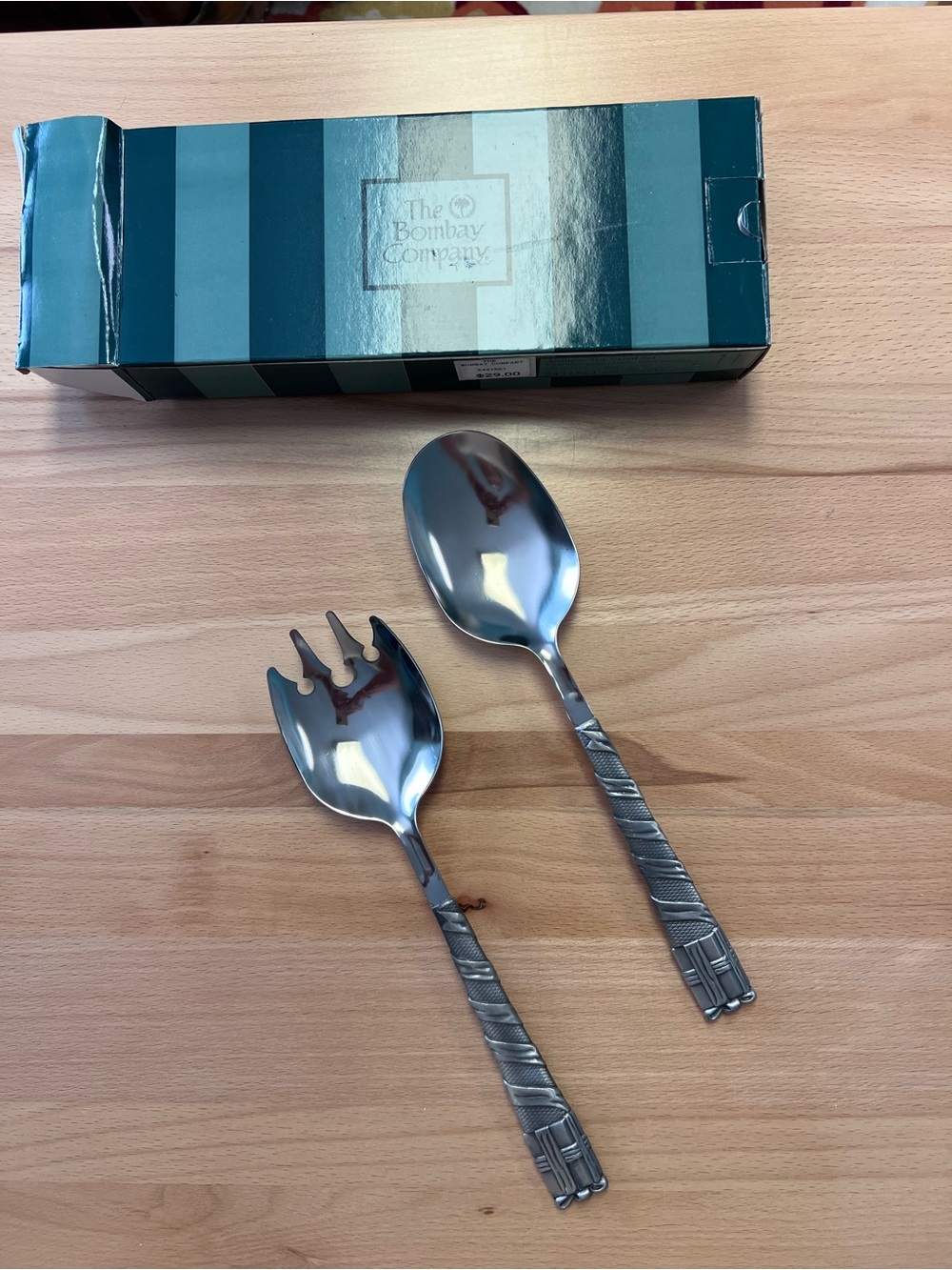 Stainless Steel Silver Tot Salad Serving Spoon and Fork Set - The Bombay Company